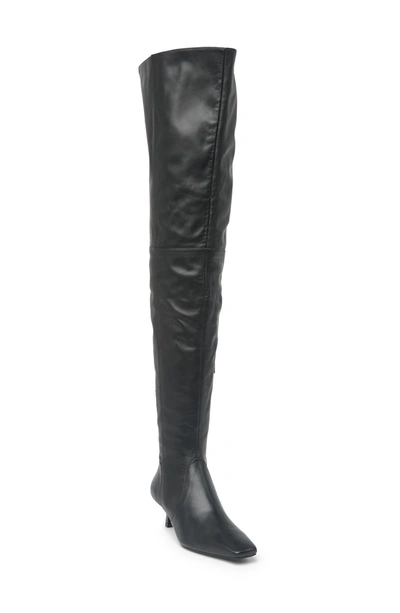 Cult Gaia Serena Over-the-knee Leather Kitten Heel Boot In Black