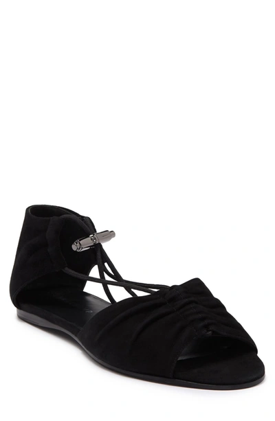 Longchamp Toggle Flat Sandal In Black