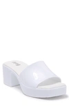 P.l.a.y. Jelly Block Heel Platform Mule In Wht Shiny