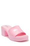 P.l.a.y. Jelly Block Heel Platform Mule In Pink Shiny As Bubblegum