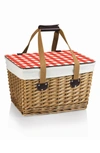 Picnic Time Red Canasta Grande Wicker Basket In Red/ White Gingham