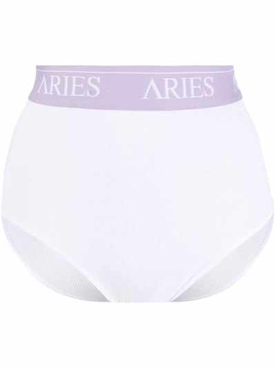 Aries Rib High-waisted Briefs In White