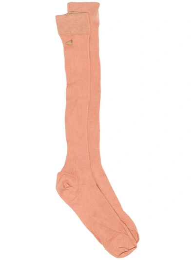 Forte Forte Ribbed Knee-length Socks In Orange