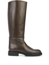 Khaite Derby Leather Riding Boots In Brown
