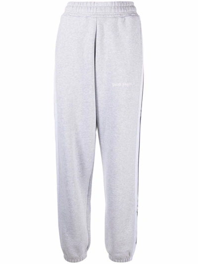 Palm Angels Track Logo-print Cotton-jersey Jogging Bottoms In Grey