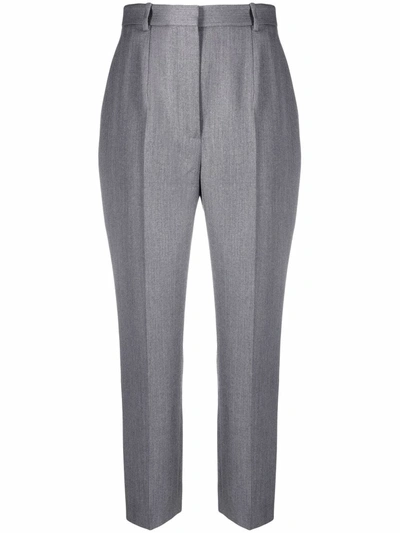 Alexander Mcqueen Light Grey Cropped High-waisted Trousers