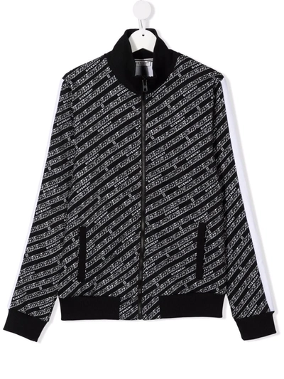 Givenchy Kids' Chain-print Zip-up Bomber Jacket In Black