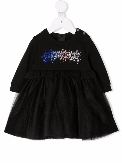 Givenchy Babies' Kids Tulle Embellished Logo Dress (9-36 Months) In Black