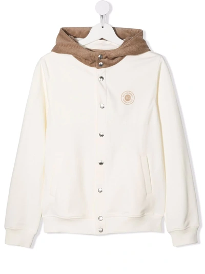Brunello Cucinelli Kids' Chest Logo-print Jacket In White