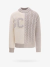 Gcds Man Bicolor Sweater With Inlaid Logo And Braid Processing In White
