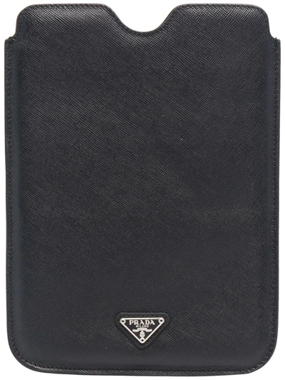 Prada Logo-plaque Tablet Cover In Black