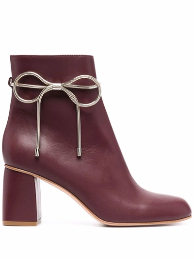 Redv Bow-detail Leather Ankle Boots In Rot