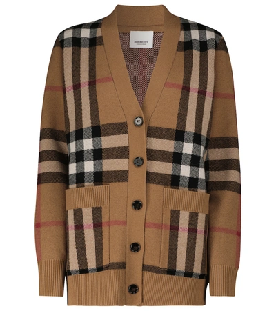 Burberry Cashmere And Wool Knit Cardigan In Birch Brown