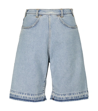 Philosophy Di Lorenzo Serafini Denim Bermuda Shorts With Side Zip For Women In Blue