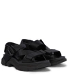 Alexander Mcqueen Flat Strappy Sandals In Black