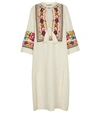 GUCCI EMBROIDERED ORGANIC LINEN KAFTAN,P00584117