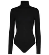 Wolford Colorado Cotton-blend Turtleneck Bodysuit In Black