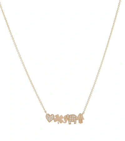 Sydney Evan Icon Bar 14kt Gold Necklace With Diamonds