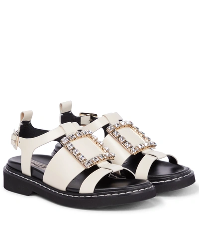 Roger Vivier Viv Rangers Crystal-buckle Gladiator Sandals In White