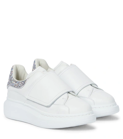 Alexander Mcqueen Girl's Oversized Glitter Leather Trainers, Toddler/kids In 白色