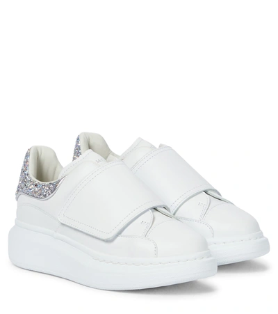 Alexander Mcqueen Girl's Oversized Glitter Leather Sneakers, Toddler/kids In 白色