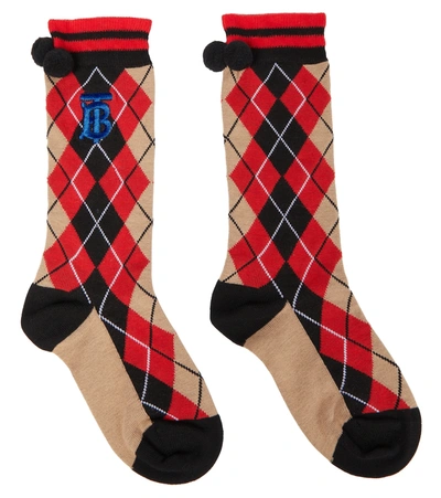 Burberry Argyle-knit Socks In Red