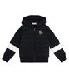 MONCLER COTTON AND QUILTED DOWN HOODIE,P00589921