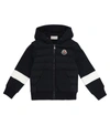 MONCLER COTTON AND QUILTED DOWN HOODIE,P00589919