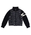 Moncler Quilted Down And Wool-blend Cardigan In 蓝色