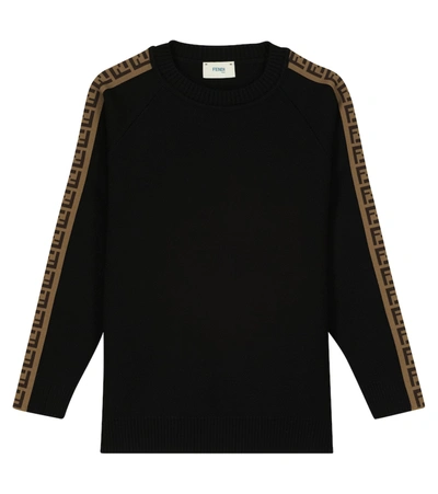 Fendi Kids' Ff-motif Crew-neck Jumper In Black