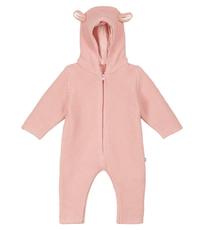 Stella Mccartney Pink Jumpsuit For Baby Girl With Bears Ears