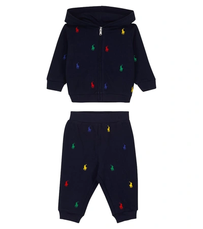 Polo Ralph Lauren Babies' Cotton Sweatshirt And Trousers In Blue