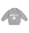 Moncler Baby Logo Cotton Sweater In Grey