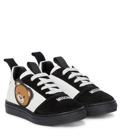 Moschino Babies' Leather Sneakers In White