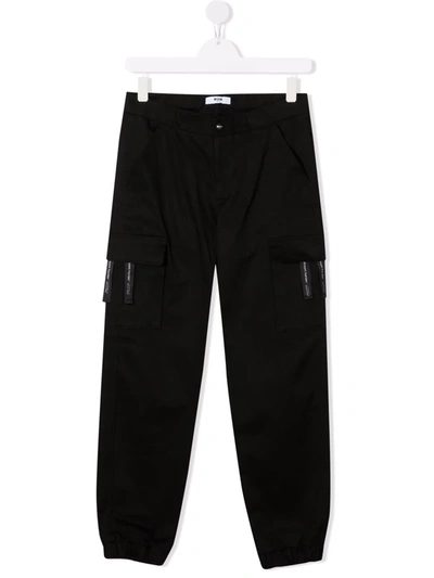 Msgm Teen Straight-leg Trousers In Black