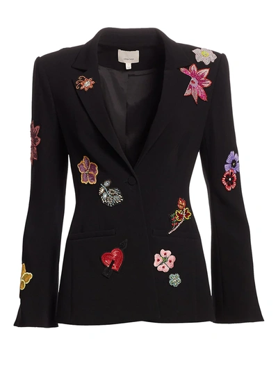 Cinq À Sept Women's Rumi Botanical Embroidered Blazer In Black Multi
