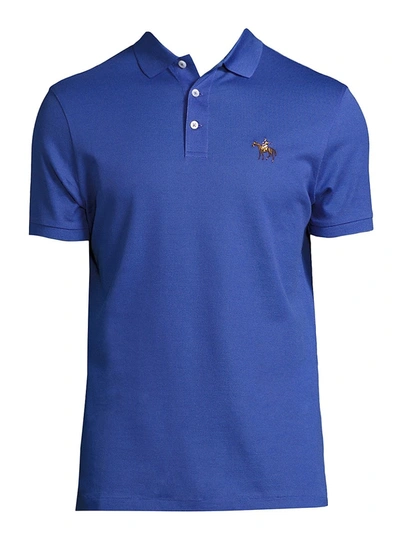 Ralph Lauren Cotton Pique Standing Horse Polo In Blue