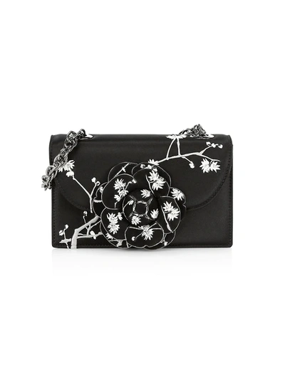 Oscar De La Renta Women's Tro Embroidered Satin Crossbody Bag In Black