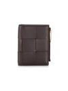 Bottega Veneta Mini Bi-fold Leather Wallet In Grape Gold