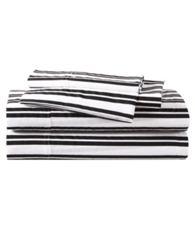 Kenneth Cole New York Breathe Easy Classic Ticking Stripe 4-piece Queen Sheet Set Bedding In Black