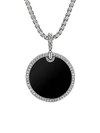 David Yurman Dy Elements Disc Pendant With Mother-of-pearl, Onyx & Pavé Diamond Rim In Black Onyx