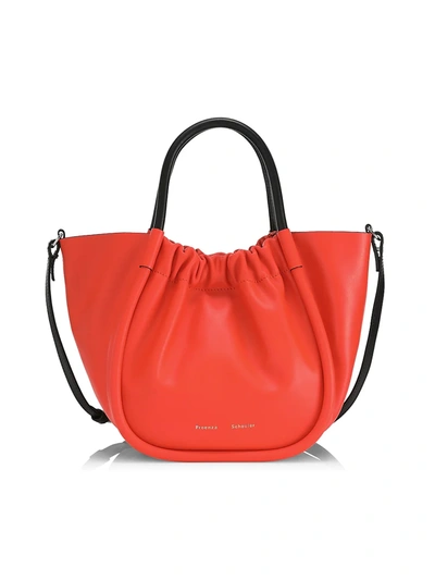 Proenza Schouler Small Ruched Leather Tote In Tangerine Tango