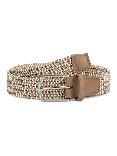 Saks Fifth Avenue Collection Woven Rayon Belt In Tan White