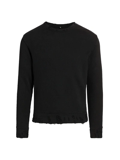 R13 Distressed Crewneck Sweatshirt In Washed Black