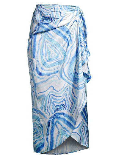 Suboo Agate Drape Wrap Skirt In Blue Multi