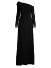 Mac Duggal Women's Asymmetrical Embellished-cuff Gown In Black Multi