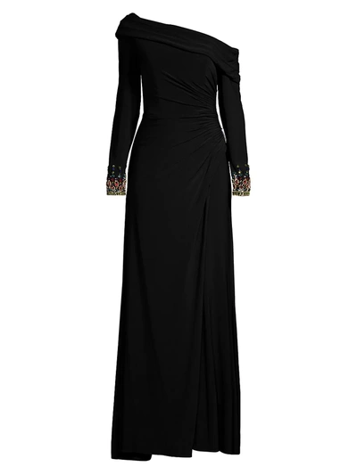 Mac Duggal Women's Embellished Cuff One-shoulder Gown In Black Multi