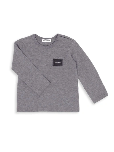 Dolce & Gabbana Baby's Crew Neck Logo Patch Sweatshirt In Grey