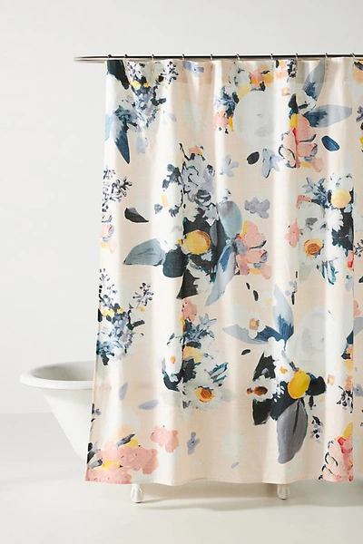 Anthropologie Botanica Organic Cotton Shower Curtain By  In Pink Size 72 X 72