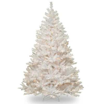 National Tree Company National Tree 7' Winchester White Pine Hinged Tree With Silver Glitter And 450 Clear Lights